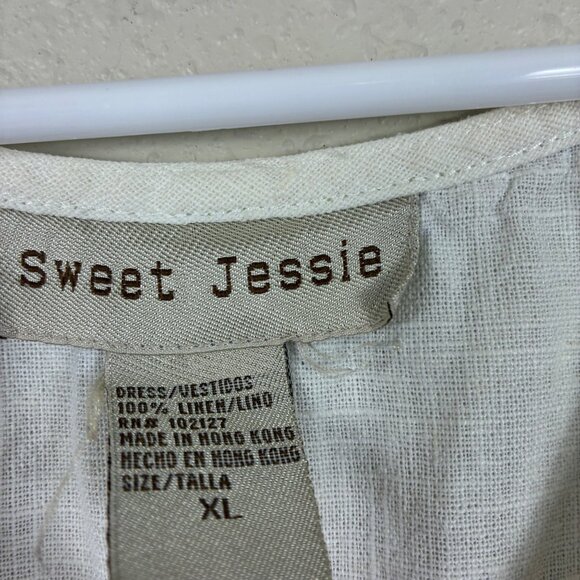 VTG 90’s Y2K Sweet Jessie Linen Maxi Beach Scenes Dress Sz XL Coastal Resort - Picture 6 of 8